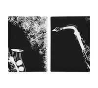 Black White Saxophone Travel Passport Wallet Credit Card Holder Cover Case Protector