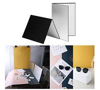 Black, White, Silver 3-in-1 Photography Reflector Board A4 Size for Still Life Food Photo, Foldable Design with Lightweight and Portable Cardboard Material, Compact Size (A4)