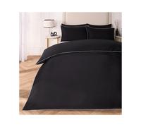 (Black/White, Single) OHS Luxury Duvet Cover Set Piped Edge Soft Quilt Pillowcase Bedding