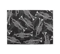 Black White Sketch Trumpets,500 Pieces Puzzles for Adults-Wooden Jigsaw Puzzle for Adults Elderly