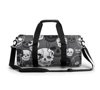 Black White Skull Sport Duffel Bag Gym Bag Weekend Overnight Bag for Travel Camping Hiking Beach 45x23x23cm