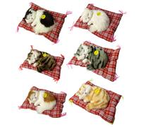 (Black + White) Sleeping Cats Plush Stuffed Toy Press Simulation Sound Animal Cute Doll Kids Gift