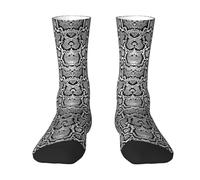 Black White Snake Skin Mens Socks Womens Socks Breathable Comfortable Casual Mid-Calf Socks,Print Polyester Outdoor Hiking Walking Socks
