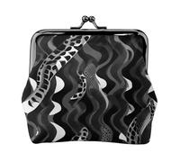 Black White Snake Skin Pattern Print Charm and Versatile Coin Purse Exquisite Waterproof Kiss Lock Wallet for Keys Cards