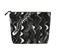 Black White Snake Skin Pattern Print Makeup Bag Cute Cosmetic Bag for Women Makeup Pouch Travel Toiletry Bag for Lady