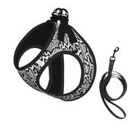 Black White Snake Skin Print Harness Leash Set For Cats And Dogs, Reflective Adjustable, Soft Breathable Mesh Vest With Escape-Proof Lead, For Small Pets And Kitten Puppies