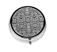Black White Snake Skin Print Personalised Portable Pillbox with,Mini Pillbox Compact and Convenient Pill Organiser for Storing and Organising Pills