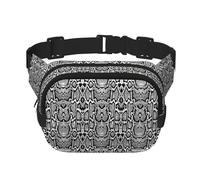 Black White Snake Skin Print Unisex Square Double Layer Waist Bag Crossbody Fanny Pack Travel Workout Accessory, Black, One Size, Black, One Size