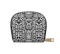 Black White Snake Skin Printed Card Holder Wallet, Women's PU Leather Card Case Wallet & Pocket Wallet