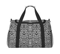 Black White Snake Skin Printed Hand-Held Travel Bag, Personal Belongings, Sports and Fitness Bag, Long-Distance Travel