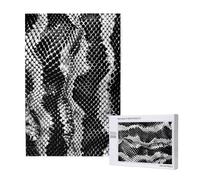 Black White Snake Skin Printed Jigsaw Puzzle with Storage Box, Wooden Puzzle for Adults and Kids, 1000 Pieces Family Fun Decorative Game