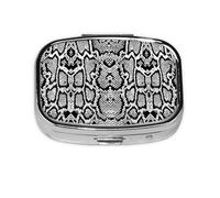 Black White Snake Skin Printed,Meta Pill Box 2 Compartment Medicine Case,Portable Organizer,Rectangle Meta Portable Organizer Pill Box 823 Compartment Medicine Case