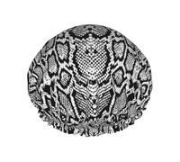 Black White Snake Skin Printed,Shower Cap Nightcap Double Layer Waterproof Elastic Bath Cap Reusable Hair Cap