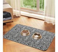 Black White Snake Skin Printing Pet Absorbent Leather Tablecloth For Dogs Cats Food Mat 23.62in*15.75in 4mm Thick