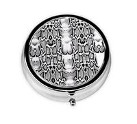 Black White Snake Skin This Small, Printed, Round Pill Box is a Portable Pill and Vitamin Organizer Perfect for Pockets, Purses, and Travel.
