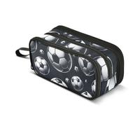 Black White Soccer Balls Pencil Case Boys Girls Pen Bag Pouch School Office