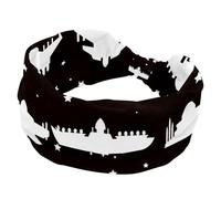 Black White Space Starship Spaceship Headbands for Women, Wide Turban Headband, Non Slip Head Wraps, Elastic Sweat Yoga Workout Hairband Soft Hairwrap Bandana