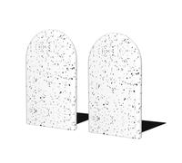 Black White Speck Print Wooden Bookends â€“ Hardcover Journal Holders, Protective Book Shelves & DVD Document Storage