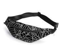 Black White Spider Web Halloween Adjustable Waist Bag with Sturdy and Practical Sweat Resistant Design