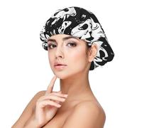 Black White Spooky Ghosts Silk Bonnet for Sleeping Women Men - Adjust Satin Bonnet for Sleeping, Soft Comfrt Hair Bonnet for Sleeping