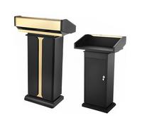 Black & White Stainless Steel Podium Stand with Storage Layer Small Reception Desk for Church Pulpit Conference Classroom Wedding Events Elegant &