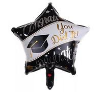 Black/White Star Graduation Foil Balloon, 45cm (2 pack)