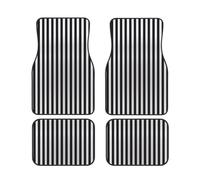 Black & White Stripe Car Floor Mats Set Of 4,Front Rear Carpets Mats
