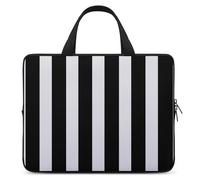 Black & White Stripe Laptop Bags Ultra-Thin, Lightweight & Waterproof 12inch Laptop Sleeve, Durable Neoprene Material, Portable Protective Computer Bag with Hand Strap