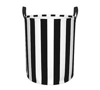 Black & White Stripe Laundry Basket Waterproof Circular Storage Bin Organizer Laundry Hamper With Handles For Office, Bedroom, Clothes,Toys