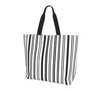 Black & White Stripe Print Large Women Tote Bag,Stylish Waterproof Ladies Shoulder Bag, Folding Beach Travel Bag for Work,Shopping