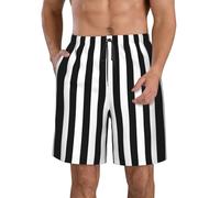 Black & White Stripe Print Men's Casual Beach Shorts - Full Print, Ultra-Lightweight, Fast-Drying, and Extremely Comfortable - Ideal for Walking, Running, Surfing, Beach, Or Home Wear