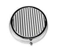 Black White Stripe Print Pill Box for Pocket Round Pill Box 3 Compartment Decorative Portable Travel Pill Holder Tablet Vitamin Organizer Mini Pill Case(2pcs)
