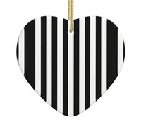 Black & White Stripe Printed decorative ornaments, ceramic heart-shaped ornaments, can be hung on Christmas trees and fireplaces