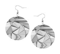 Black White Stripe Printed Faux Leather Earrings Set For Women, 1 Pair Lightweight Dangle Drop Pierced Earrings Jewelry Gifts For Women
