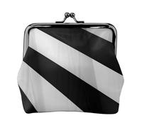 Black White Stripe Prints Coin Purse Kiss Lock Pu Leather Mini Pouch Wallet Change Bag for Women Girls Kids