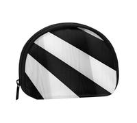 Black White Stripe Prints Coin Purse Shell Mini Pouch Wallet Change Bag for Women Girls Kids