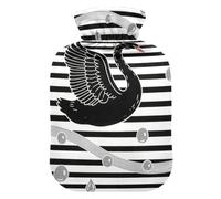 Black White Stripe Silver Swan hot-Water Bottle with Soft Cover, 2L hot compresses for The Body for Sore Muscle, Arthritis, Neck Shoulder Warmer