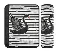 Black White Stripe Silver Swan seat Belt Strap Cover,More Comfort Driving,car seat Protector for Sedan Backpack Bag funda para cinturón de carro 2 Pack