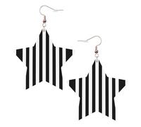 Black & White Stripe Statement Earrings for Women, Star Drop Earrings, Elegant Dangle Jewelry for Formal Gatherings