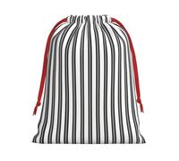 Black White Stripe Ultra Soft Velvet Gift Bag, Stylish Design, Preferred For Holidays