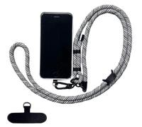 Black & White Striped Adjustable Phone Lanyard Crossbody Strap with Nylon Patch & Secure Clip - Hands-Free Neck or Wrist Strap Holder for Phones, Travel Essentials Anti-Theft Accessories (Black&White)