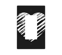 Black white striped heart Wall Plate Cover 1 Gang Light Switch Cover Decorative Single Duplex Wall Plates Mid-size Decorator Blank Electrical Switch Plate Cover for Electrical Outlets