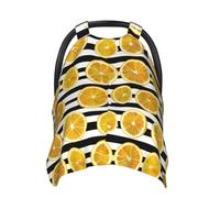 Black White Striped Lemon A Print Baby Car Seat Covers, Breathable Nursing Cover Breastfeeding Cover, Stroller Covers, Multi-use Infant Carseat Canopy, Baby Boys Girls Newborn Essentials