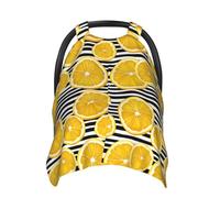 Black White Striped Lemon Print Baby Car Seat Covers, Breathable Nursing Cover Breastfeeding Cover, Stroller Covers, Multi-use Infant Carseat Canopy, Baby Boys Girls Newborn Essentials