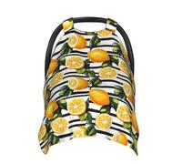 Black White Striped Lemons Print Baby Car Seat Covers, Breathable Nursing Cover Breastfeeding Cover, Stroller Covers, Multi-use Infant Carseat Canopy, Baby Boys Girls Newborn Essentials