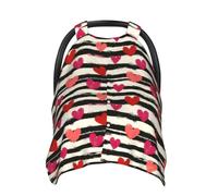 Black White Striped Love Print Baby Car Seat Covers, Breathable Nursing Cover Breastfeeding Cover, Stroller Covers, Multi-use Infant Carseat Canopy, Baby Boys Girls Newborn Essentials