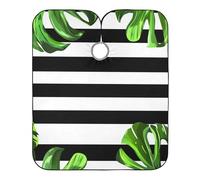 Black White Striped Palm Leaves Toddler Hair Cutting Cape with Adjustable Snap Closure, Waterproof Hair Cut Capes for Adults capa para cortar Cabello 65" x 55"