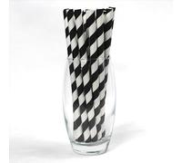 Black & White Striped Paper Straws 10mm x 200mm (8") - Pack Size 200 - Food Safe/PFAS Free/Biodegradable/Ideal for Milkshakes & Smoothies