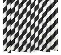 Black & White Striped Paper Straws (10mm x 200mm) - Pack Size 200 - FSC Certified/Food Safe/PFAS Free/Biodegradable/Eco-Friendly/Durable/Ideal for Milkshakes & Smoothies