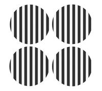 Black White Striped,Round MDF Cork Coasters, Mugs Pad, Cups Mat Set of 4 Drinks Coasters